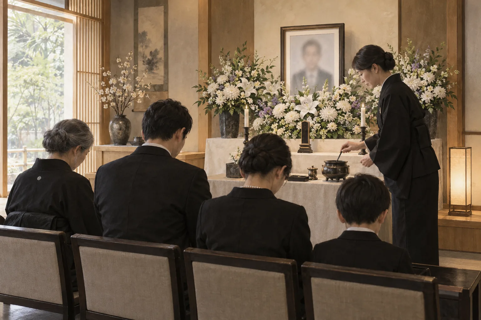 小さな式場で近親者だけが故人を見送る家族葬