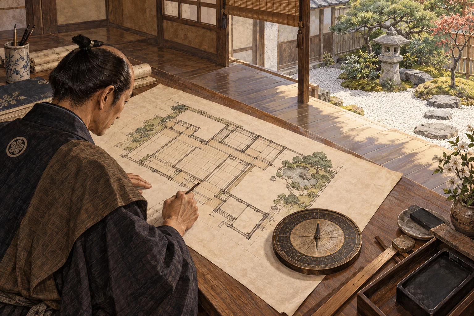 鬼門に配慮して家の配置を考える昔の家相師