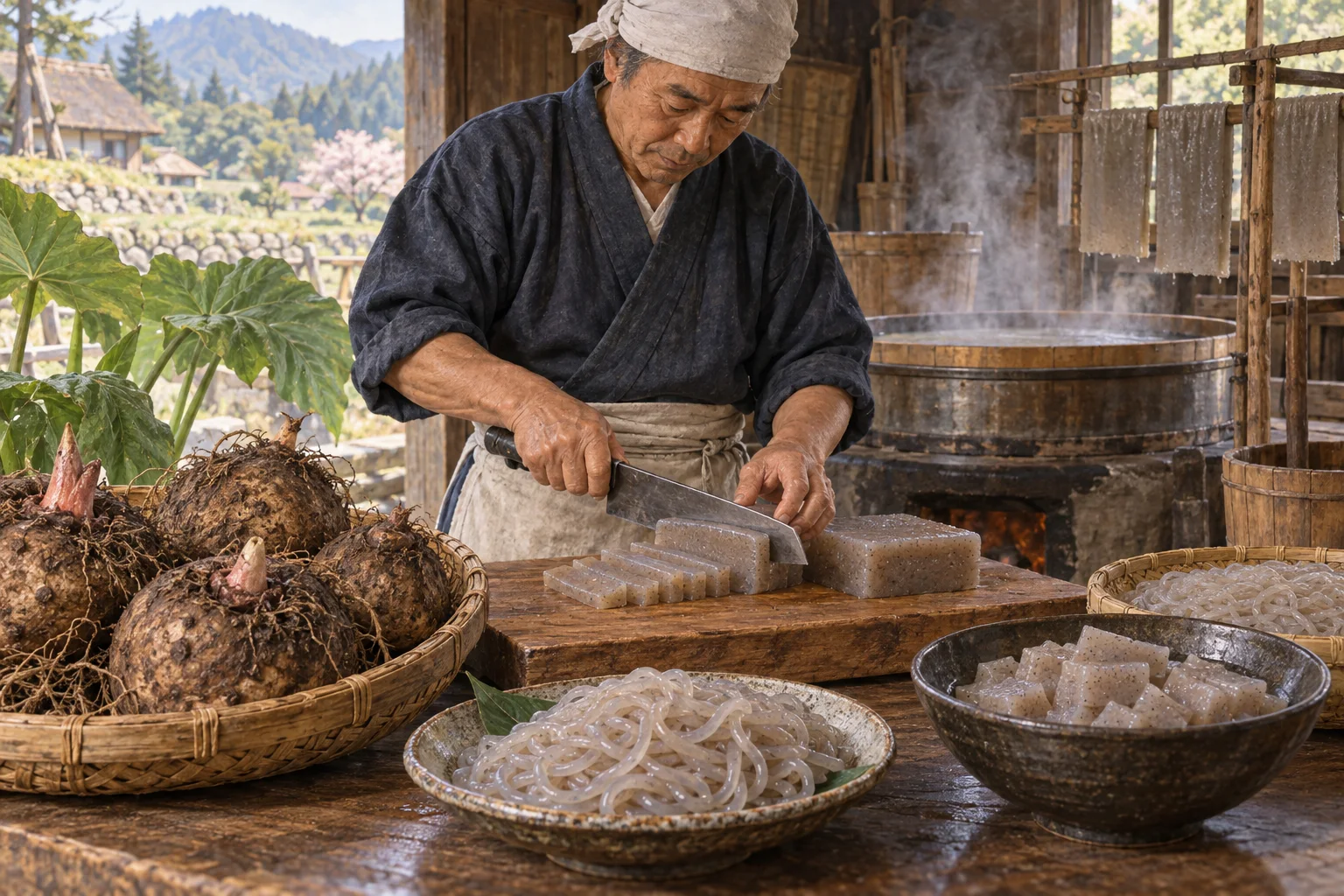 こんにゃく芋から手作りこんにゃくを作る工房