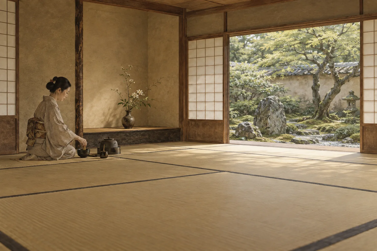 余白と静けさを生かした茶室の空間