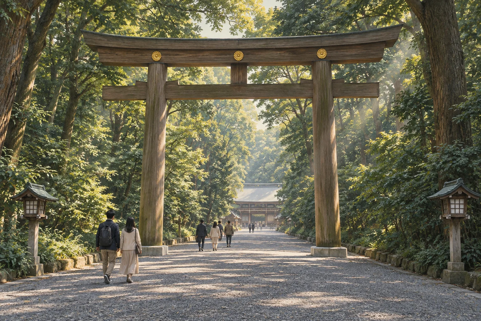 人工林に包まれた明治神宮の参道