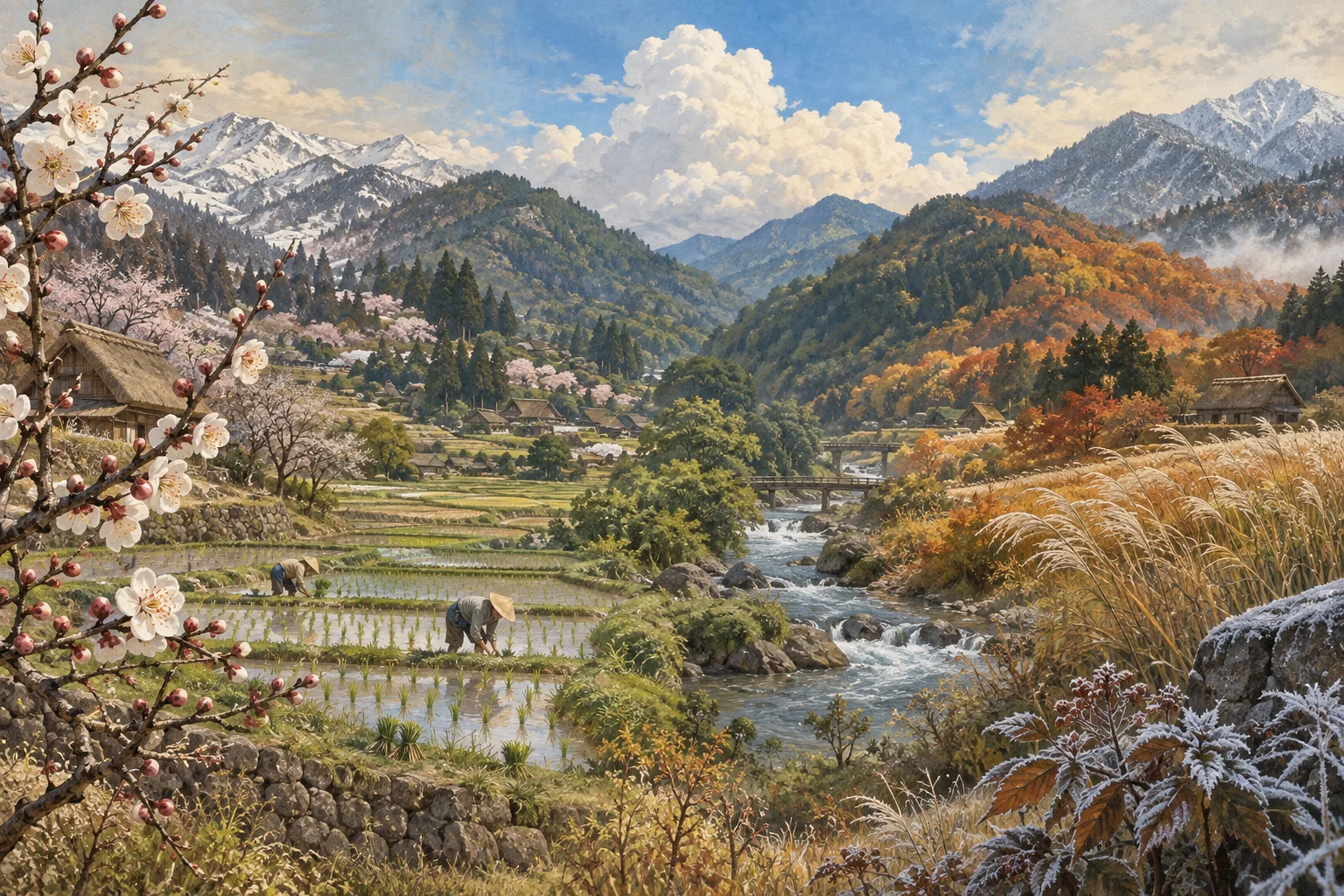里山の移ろいで二十四節気を表した風景