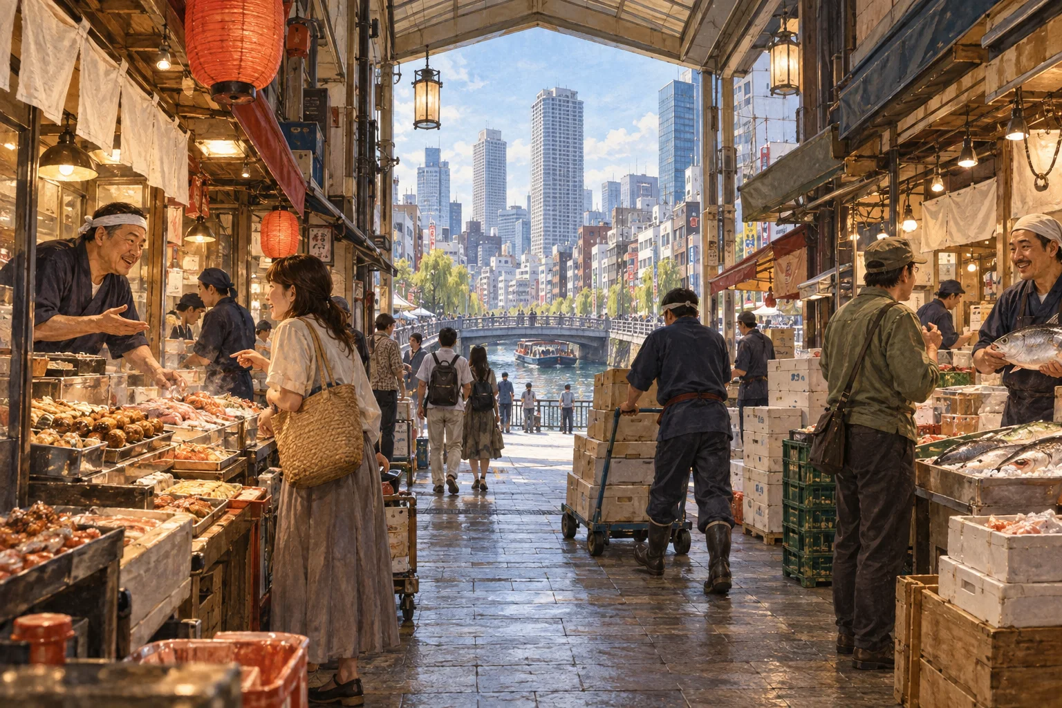 商いの活気に満ちた大阪の商店街