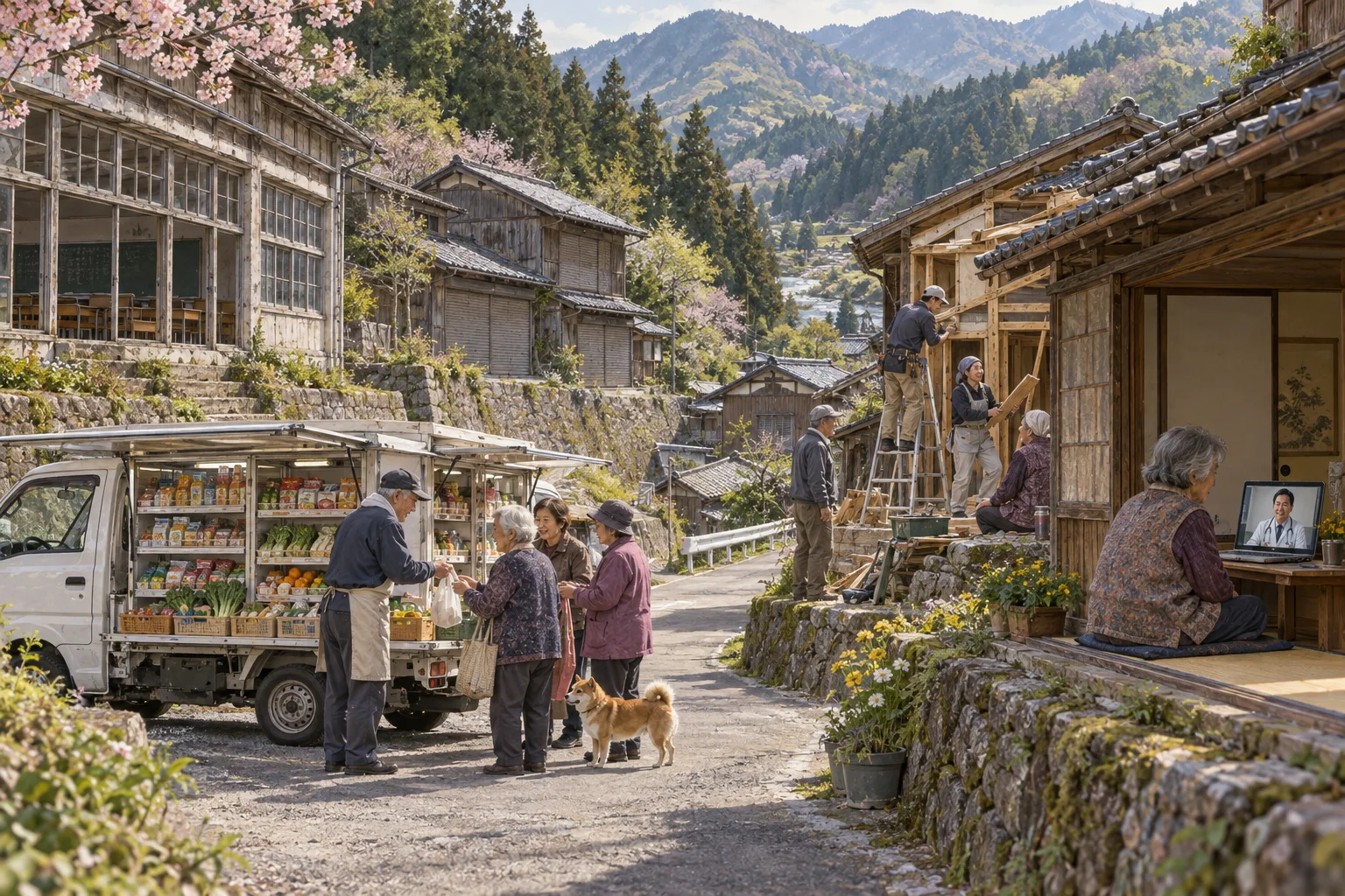 人口減少が進む山村で暮らしを支える移動販売と移住者