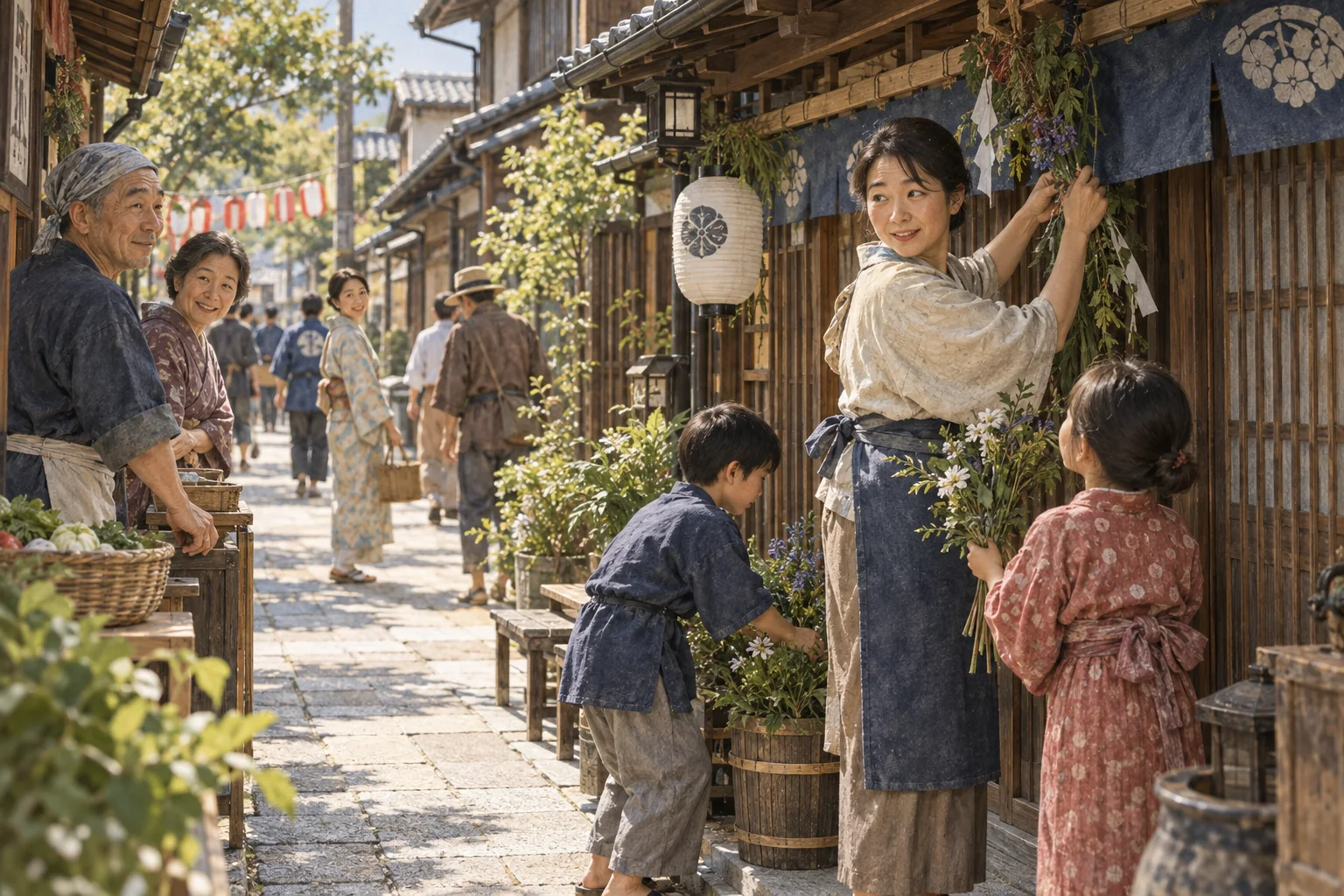 地域の人々の目を意識しながら準備する家族