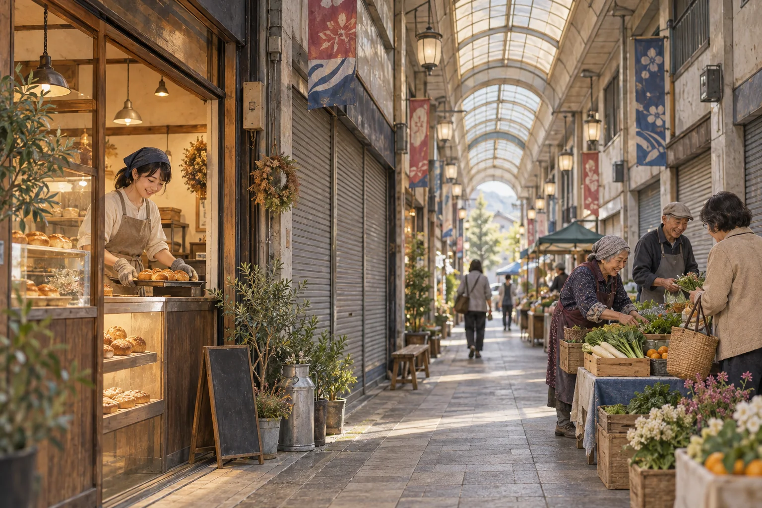 閉店した店舗の多い商店街で新しい店を開く人々