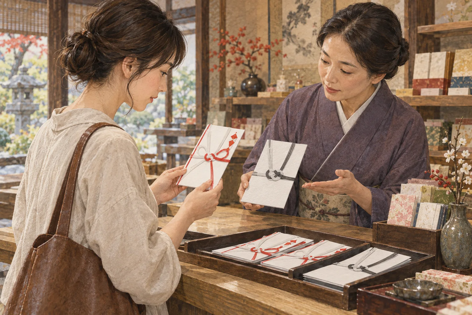 祝儀袋と不祝儀袋の違いを文具店で教わる客