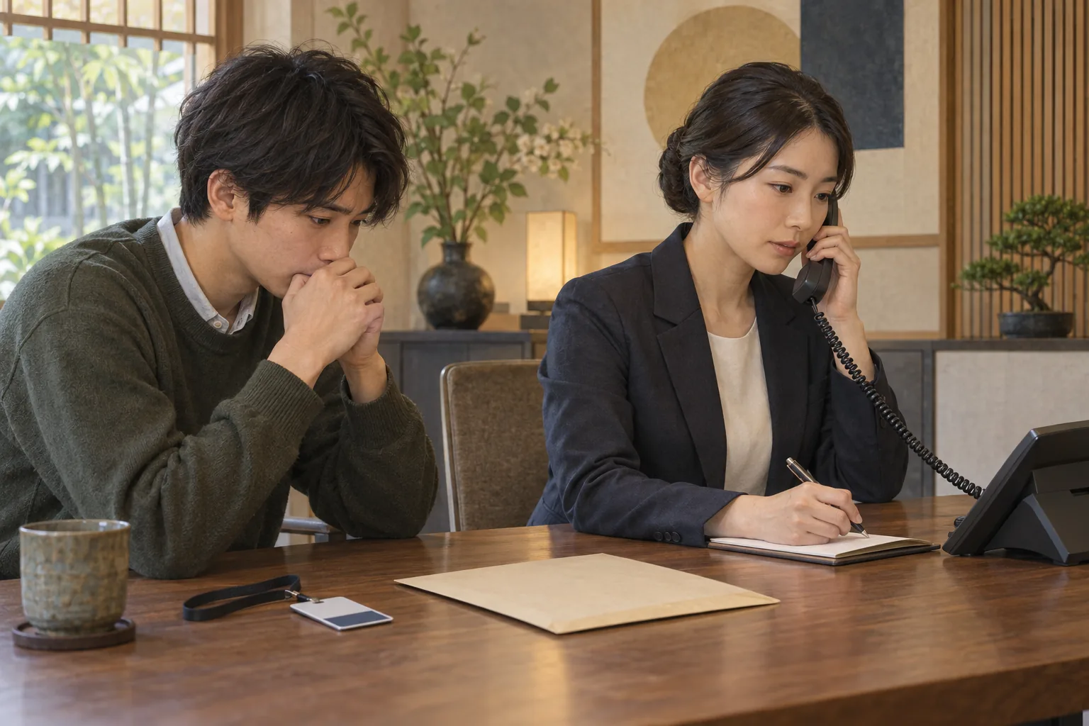 退職希望者に代わって勤務先へ電話をかける退職代行の担当者