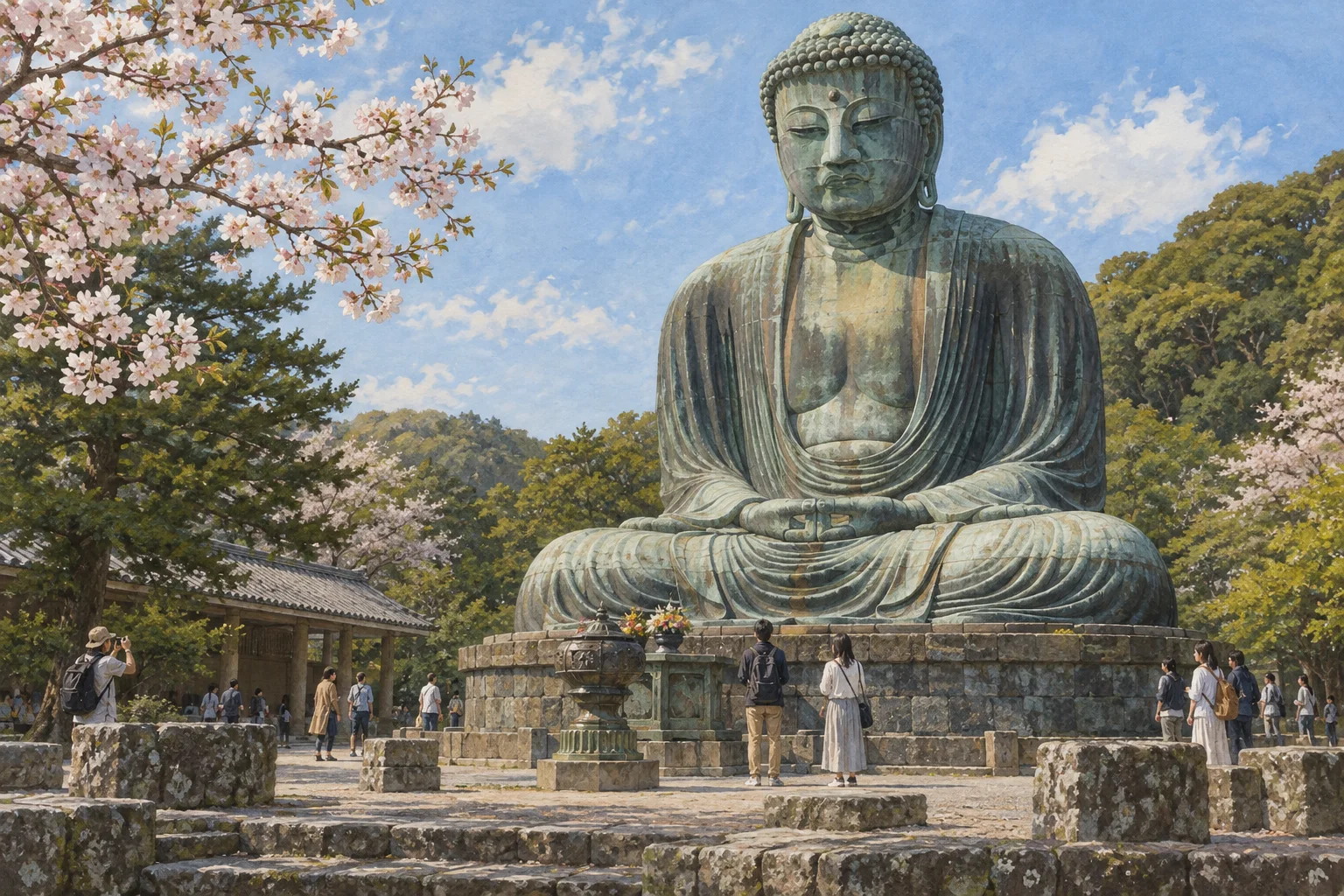 屋外に鎮座する鎌倉の大仏