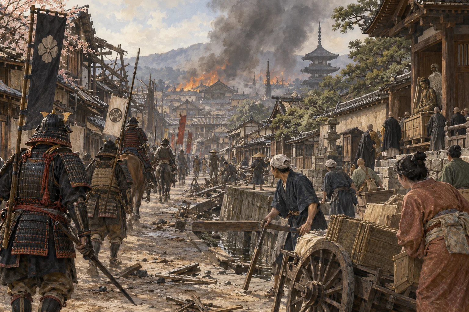 応仁の乱で混乱する京都の町と住民