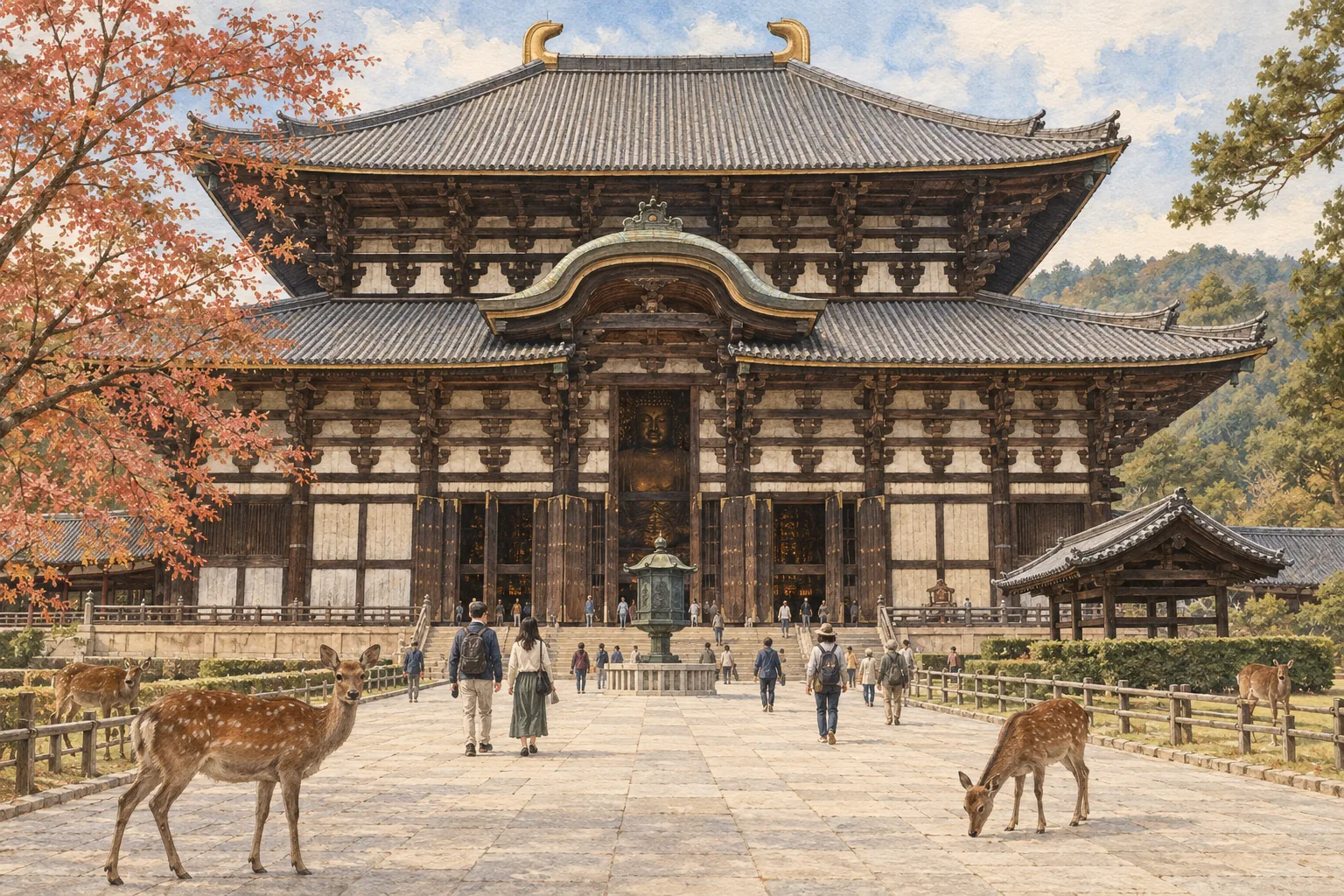 奈良の大仏を納める巨大な東大寺大仏殿