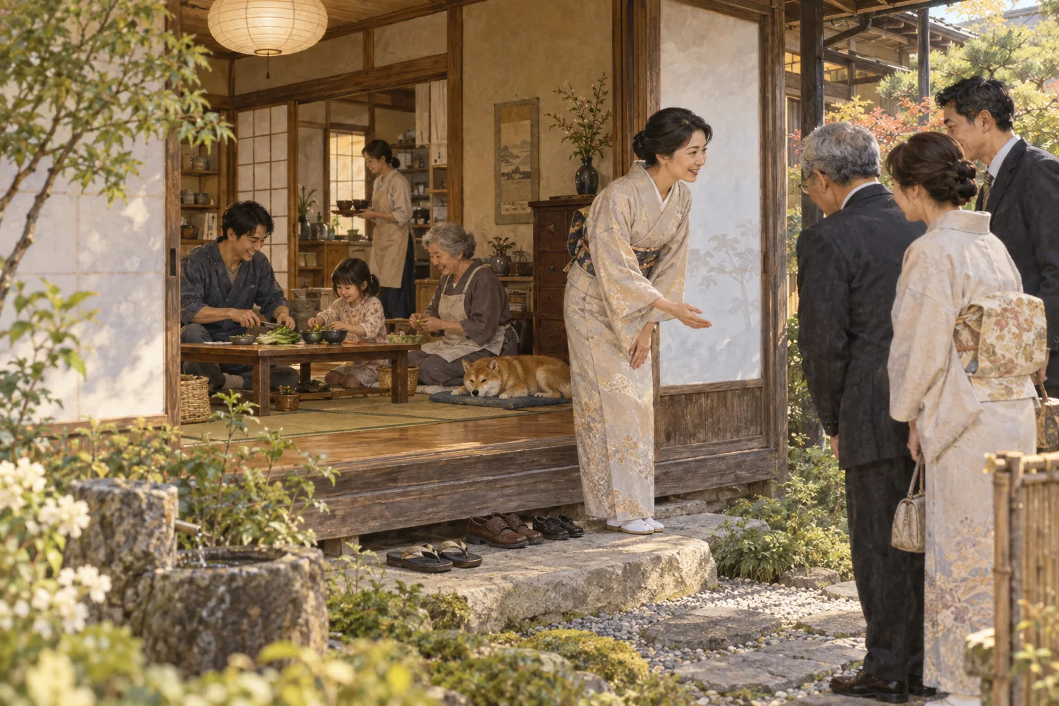 家族と客で接し方が変わるウチとソトの場面