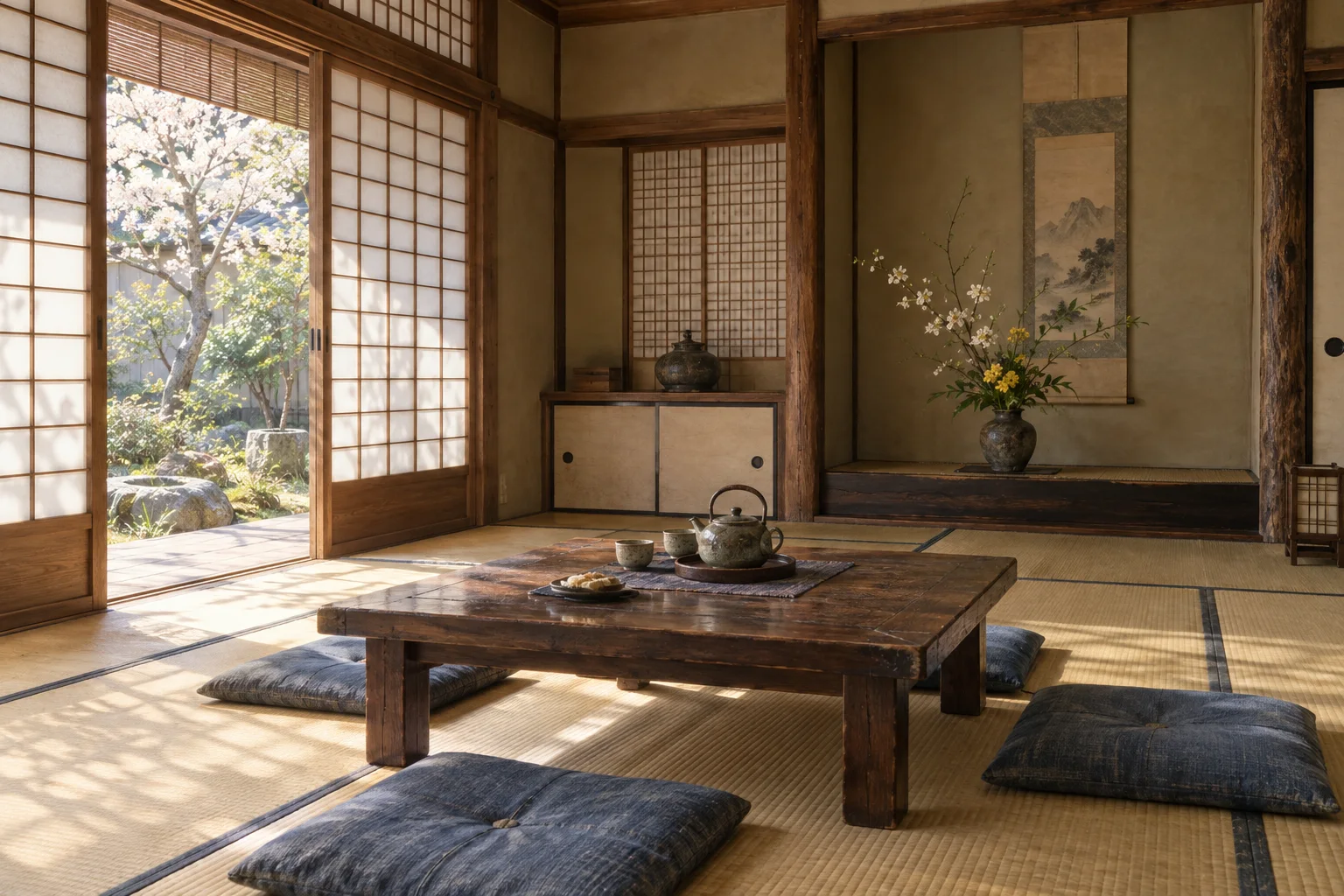 畳・障子・床の間のある落ち着いた和室