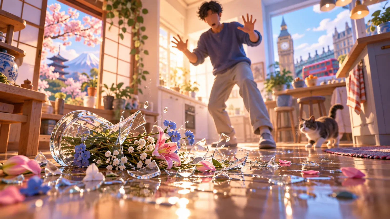うっかり事故を“He broke it”のように「だれが」入りで言うのは、英語で7割・日本語で5割。「だれがやったか」の記憶にも小さな差