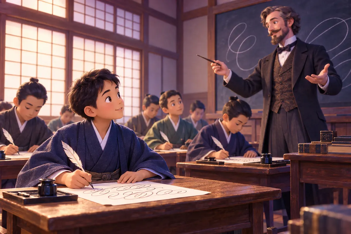 明治の中学の外国語には「習字」の時間があった(西岡 1988)