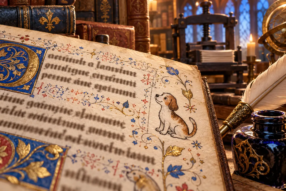 dog の最古の記録は、ラテン語の詩に古英語の訳を書きそえた11世紀の書きこみ。意味は「犬どもの」(Liberman 2016)