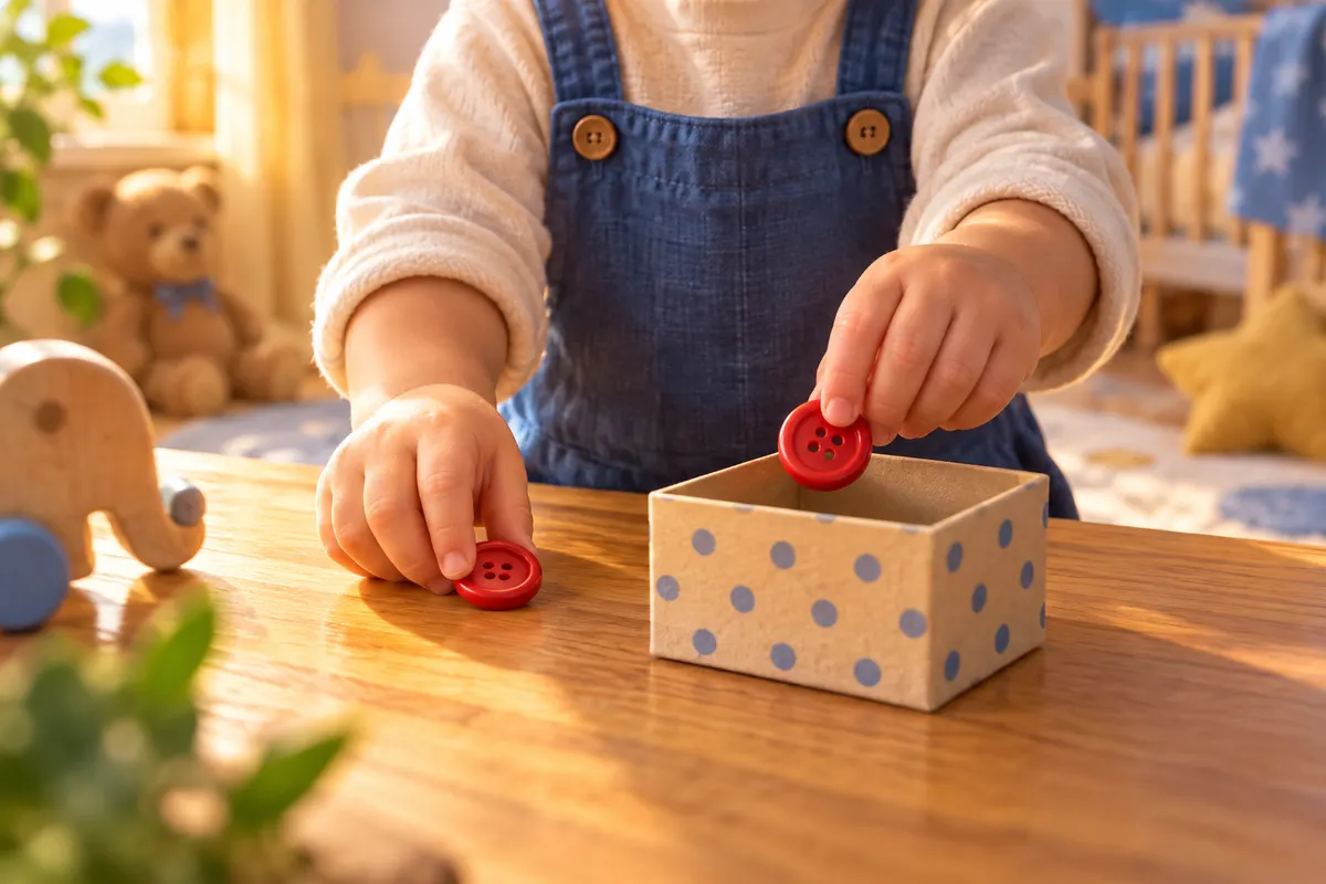 スロベニアの実験では、子どもに「ボタンを○個、箱に入れて」と頼み、数の言葉をどこまで分かっているかを調べた