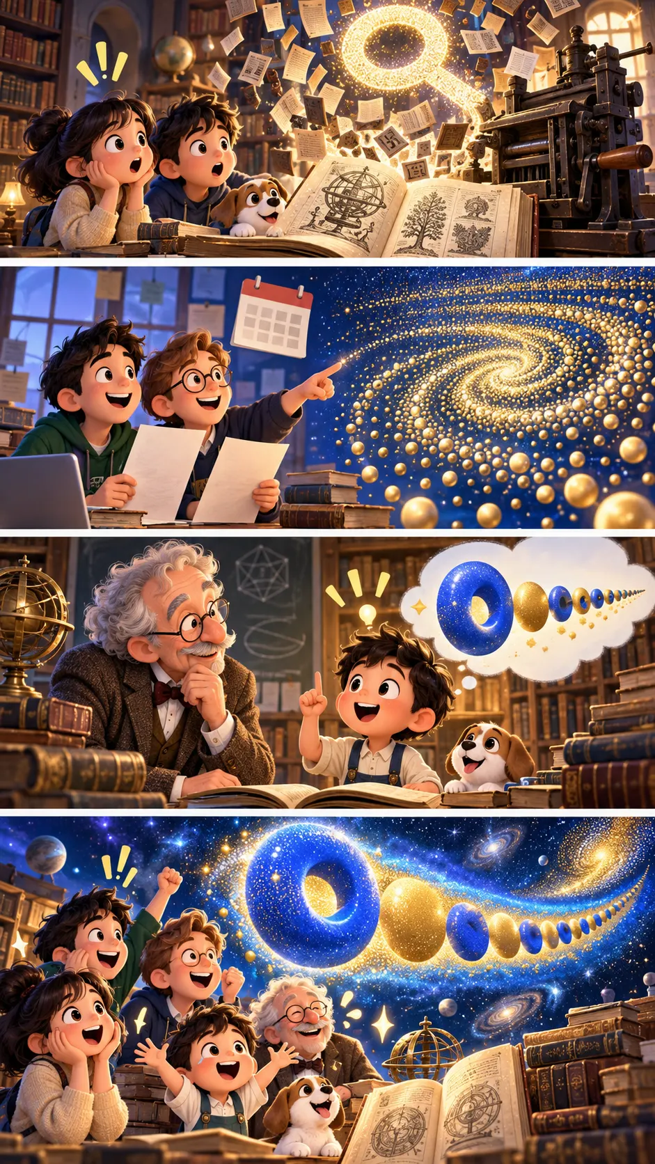 「Google」の元ネタ「googol(10の100乗)」は、9歳の男の子が考えた言葉とされるの4コマ漫画