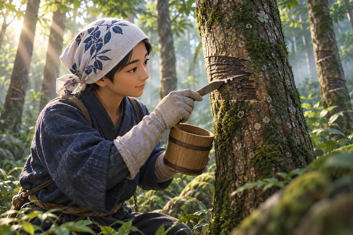漆の木の樹液。かぶれを起こす成分「ウルシオール(urushiol)」の名前は、日本語の「うるし」から(American Heritage Dictionary)