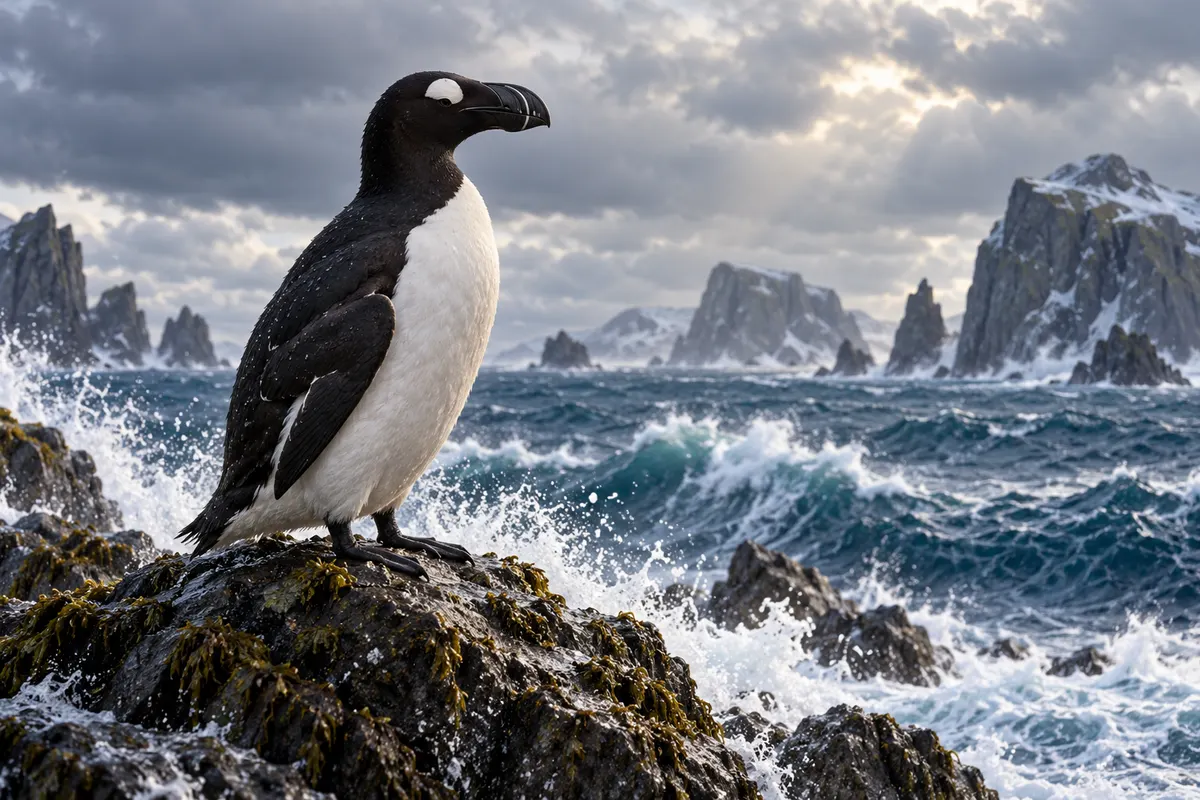 最初に penguin と呼ばれたのは、北大西洋のオオウミガラス（great auk）。外見も行動もペンギンに似ていた