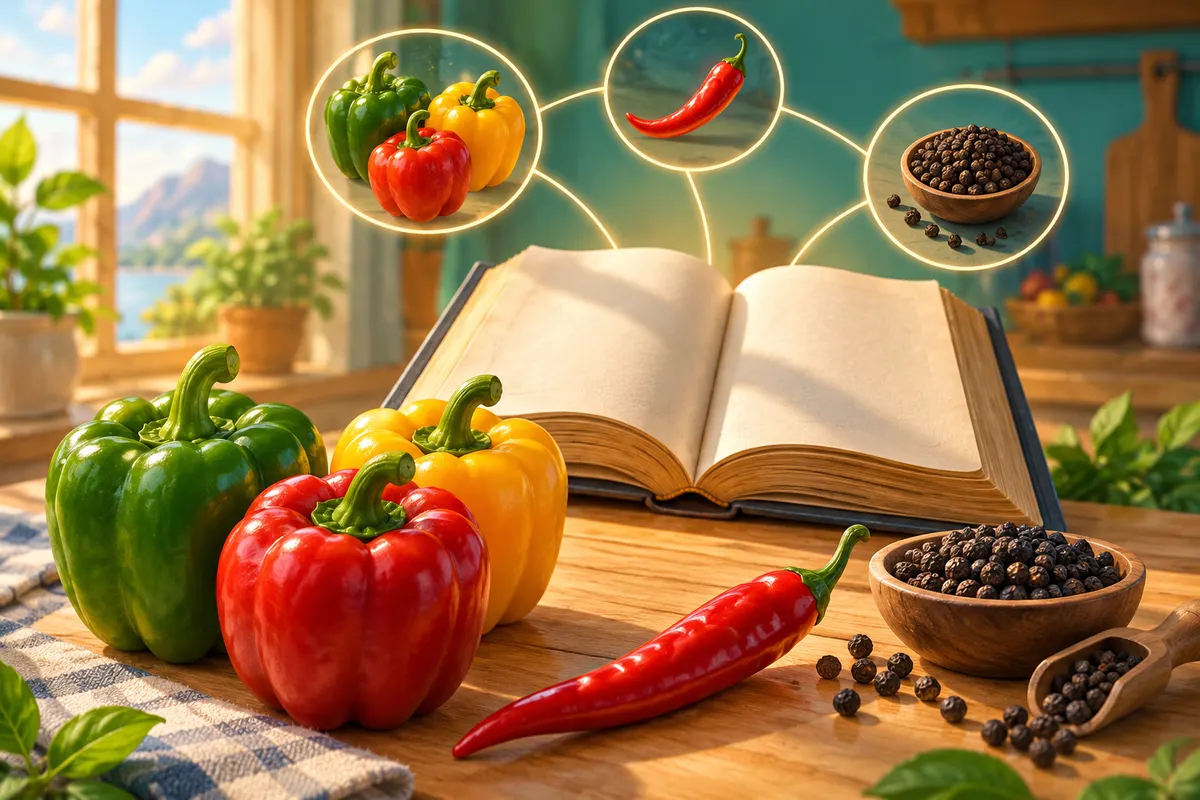 フランス語の piment は唐辛子の仲間全体の名前。ピーマンは poivron（「甘い piment」）と呼ぶ（ラルース仏語辞典）