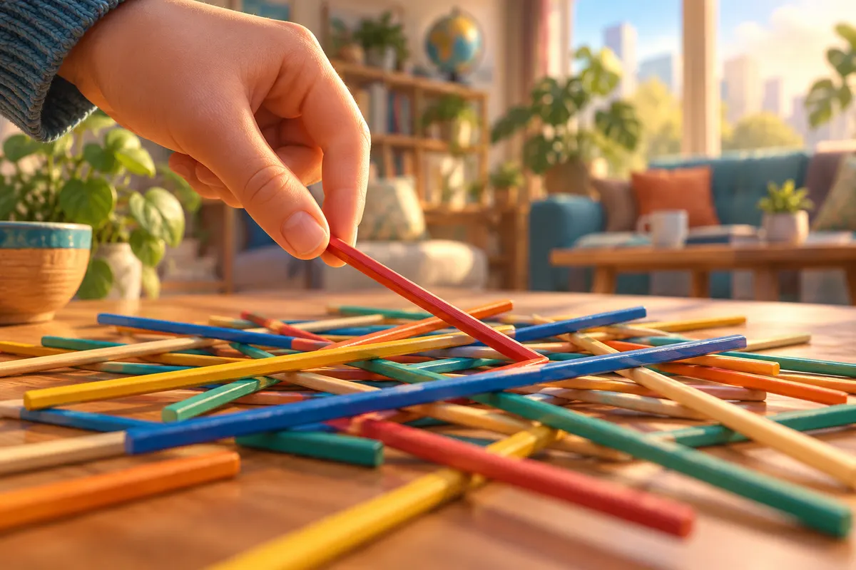 細い棒を崩さずに1本ずつ抜き取るゲーム。ヨーロッパでは「mikado」と呼ばれ、ポッキーの名前の由来になった(グリコ100年史による)