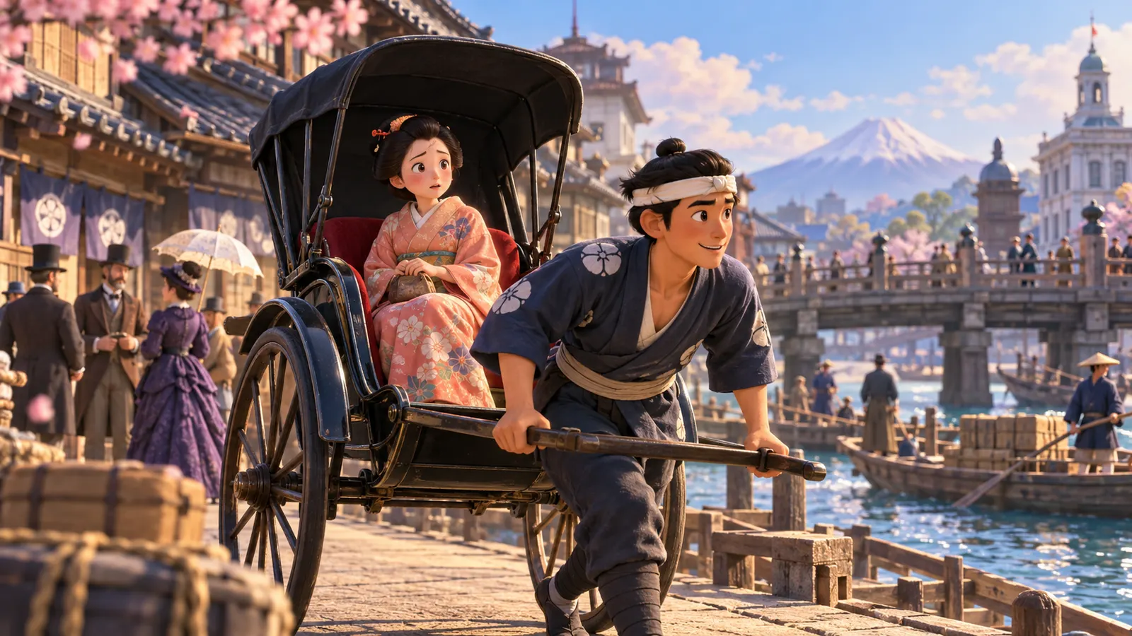 英語の rickshaw（リキシャ）は、日本の「人力車（じんりきしゃ）」を縮めた言葉