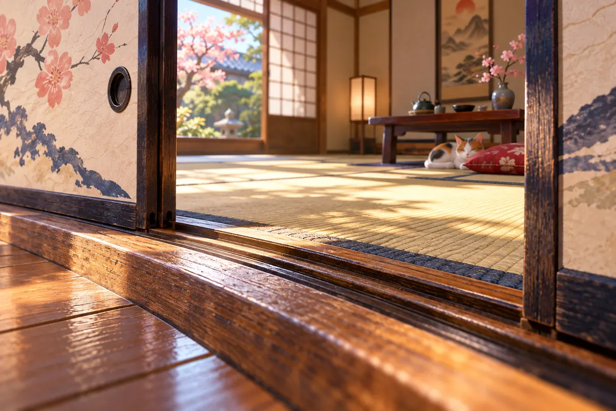 「敷居」は出入り口の下にある横木。『百科事典マイペディア』は、部屋の境界を表すことから「敷居が高い」のように出入り口の意味でも使うと説明している