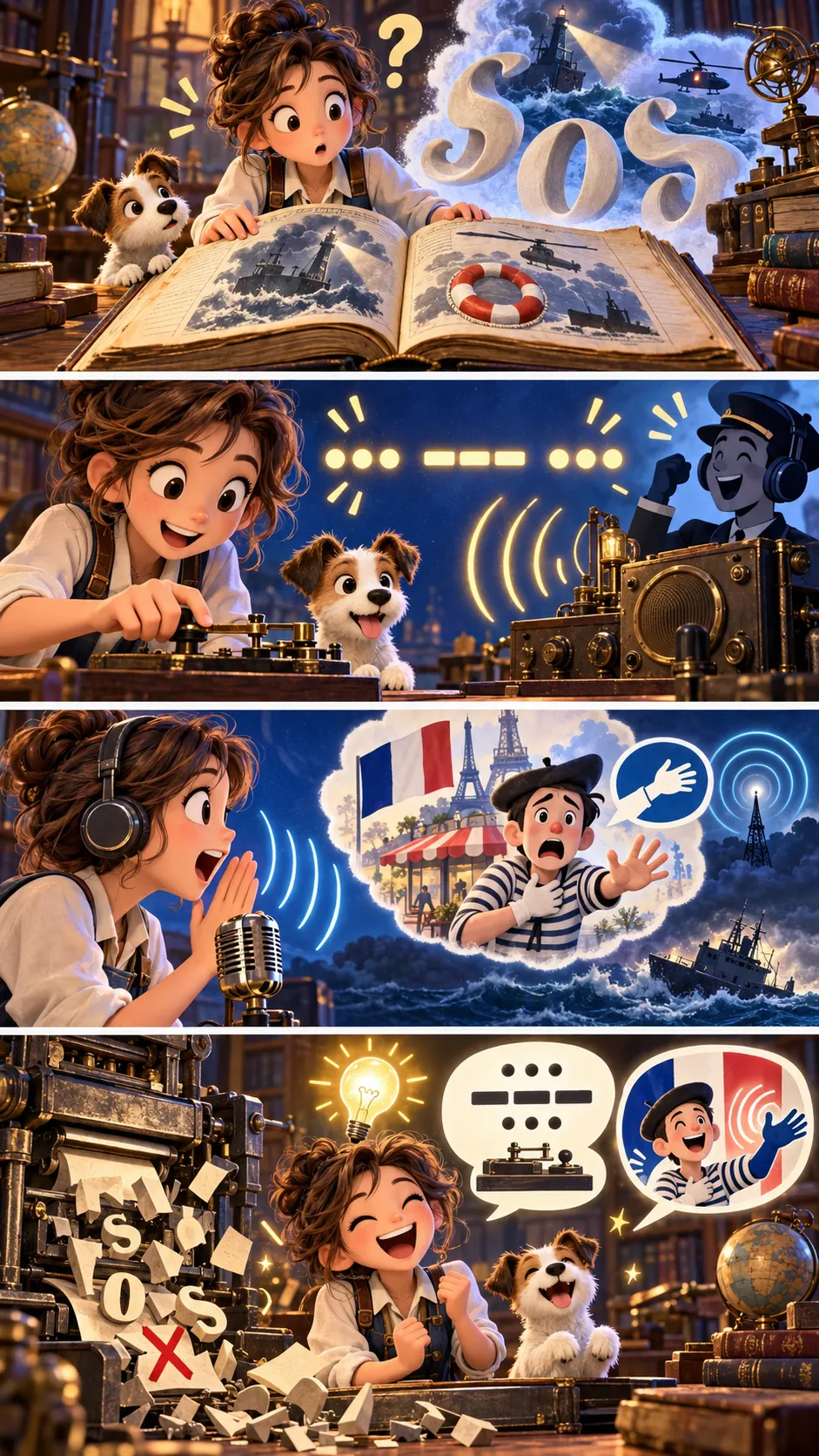 SOS は「Save Our Souls」の略じゃない。無線で叫ぶ「メーデー」はフランス語の「助けて」の4コマ漫画