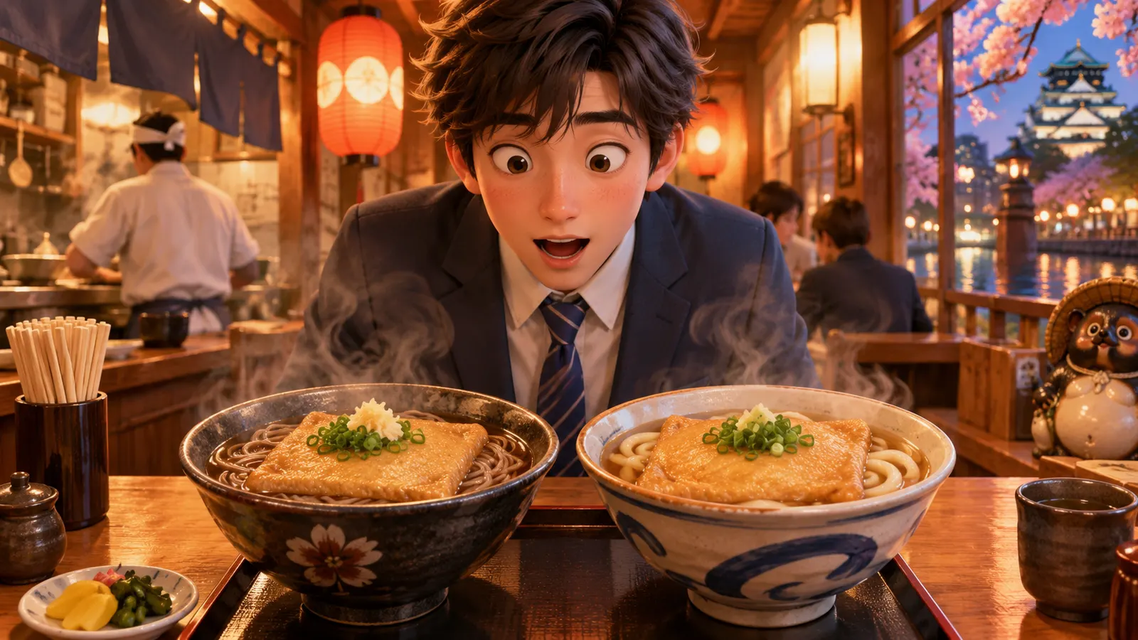 「たぬき」は大阪では油揚げのそば、京都ではあんかけ。辞典に載る地域差
