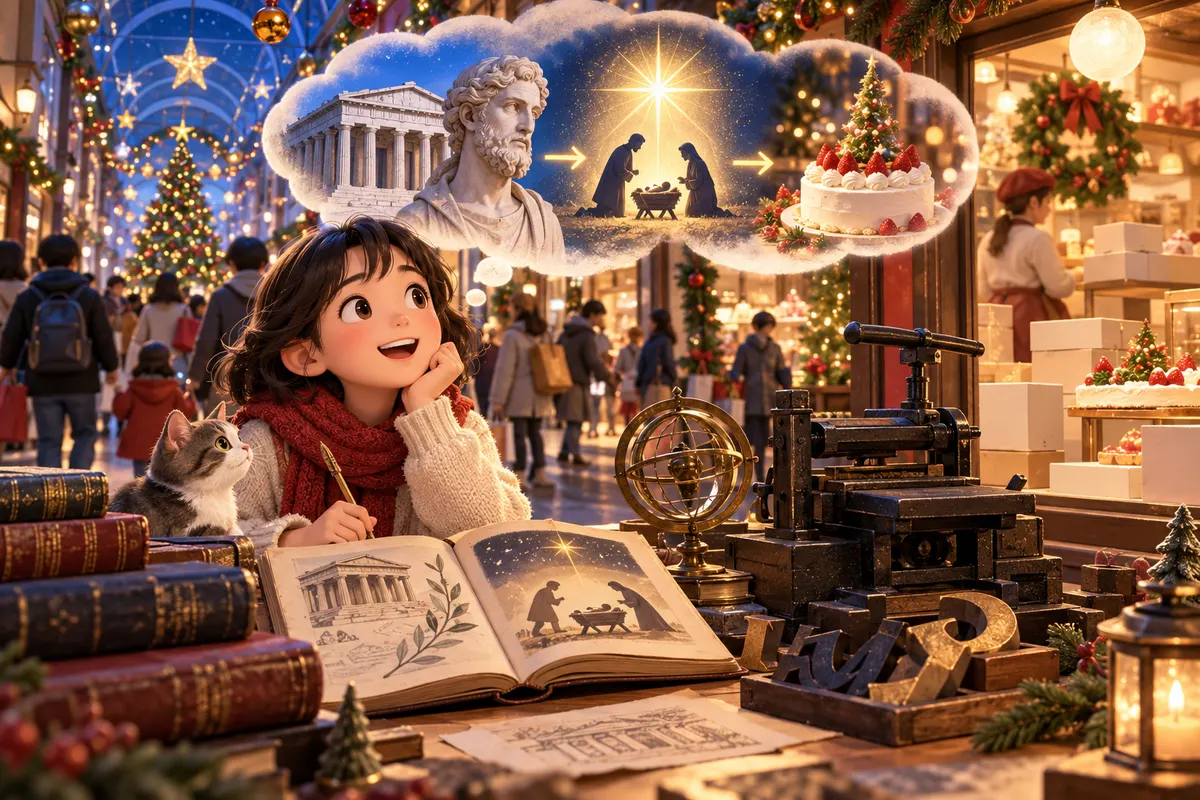 お店でよく見る「Xmas」。X はギリシャ文字の χ(カイ)で、ギリシャ語の「キリスト」の頭文字