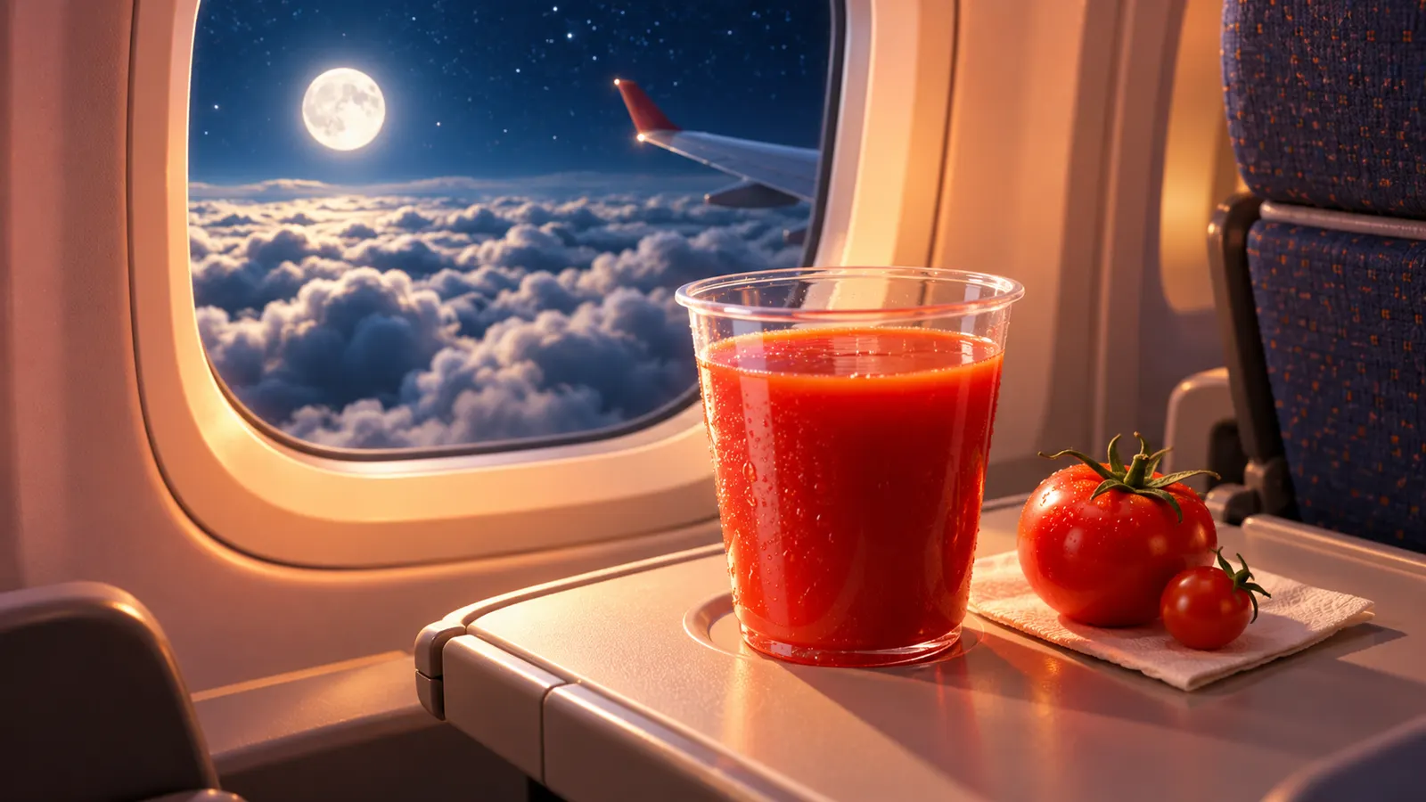 飛行機でトマトジュースが飲みたくなる理由？ 機内の騒音で「うま味」が強く感じられていた