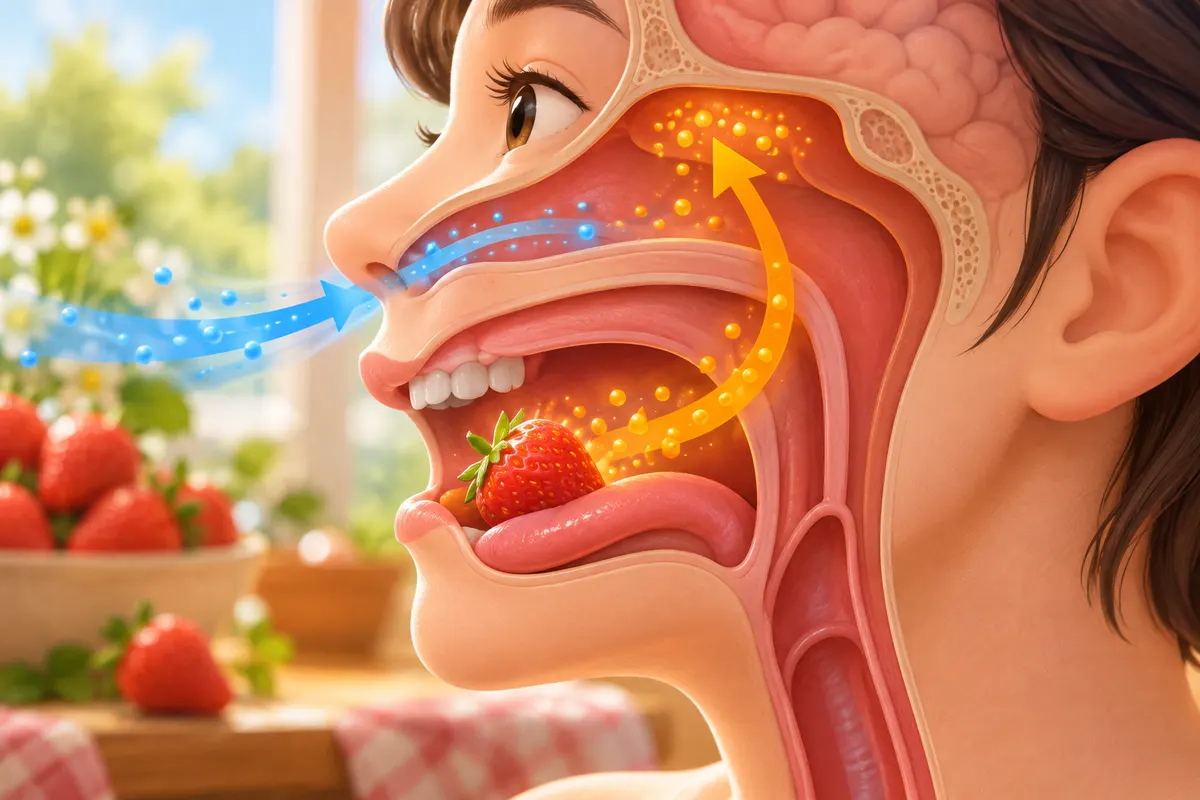 食べているときの香りは、口の奥から鼻へ「逆向き」に抜けていく