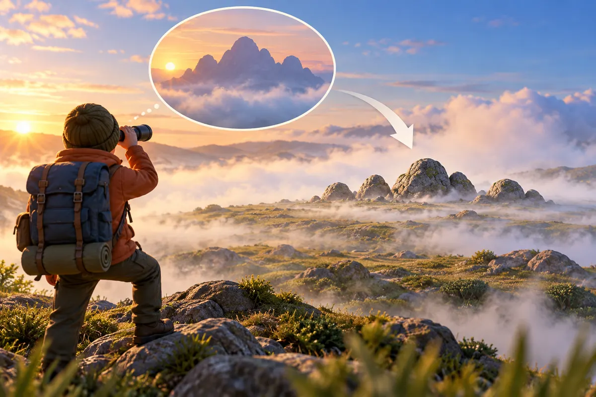 遠くから大きく見えた「山」が、近づくと小さかった