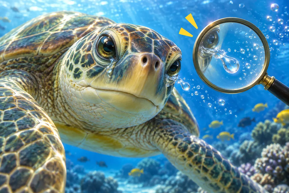 実はウミガメは、海の中でも"涙"を流している。水の中なので気づかれないだけ