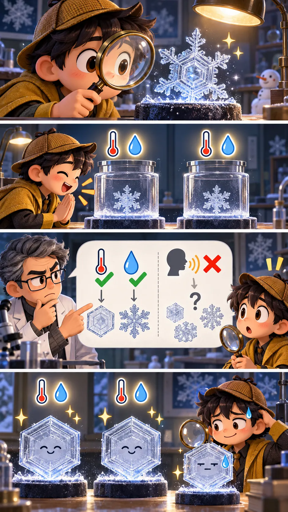 水に「ありがとう」で結晶がキレイに? 雪の研究者なら真っ先に疑う理由の4コマ漫画
