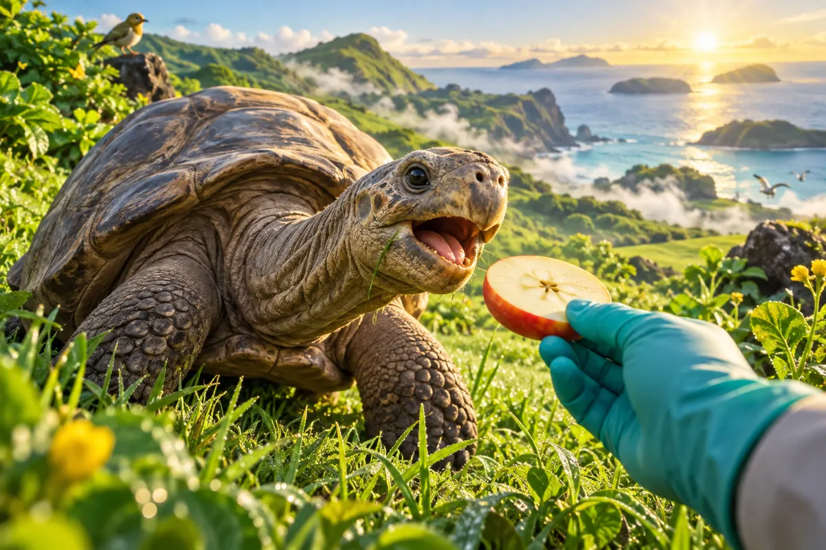 採血の代わりに、餌をやるふりをして口の中の細胞を採った(イメージ)