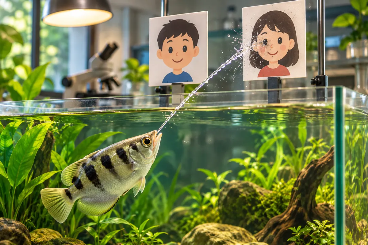 選んだ顔にだけ水をかける。それがテッポウウオの「答え」の出し方。