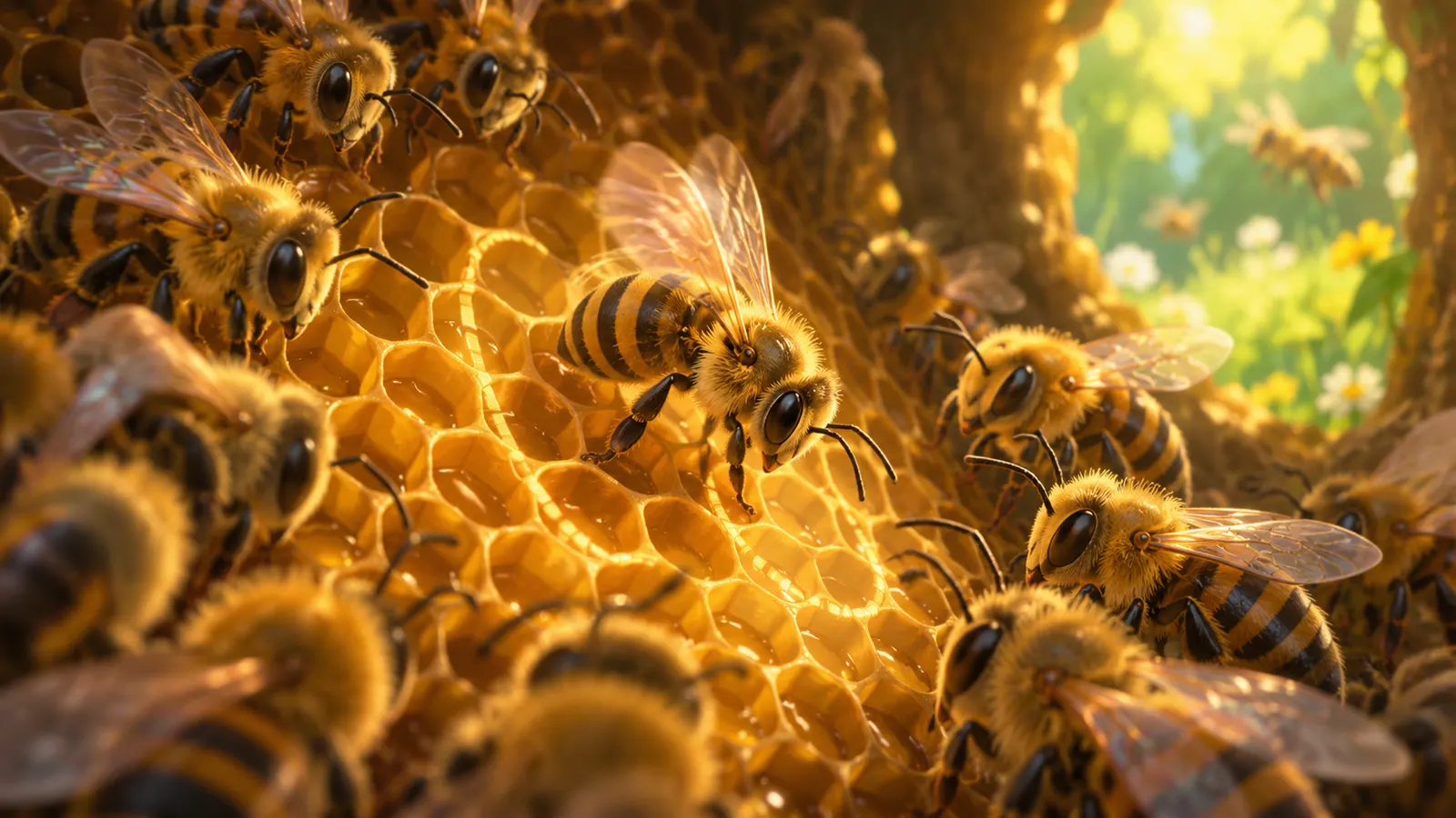 ミツバチは「おしりフリフリ」で、数km先の花畑の場所を仲間に教えている