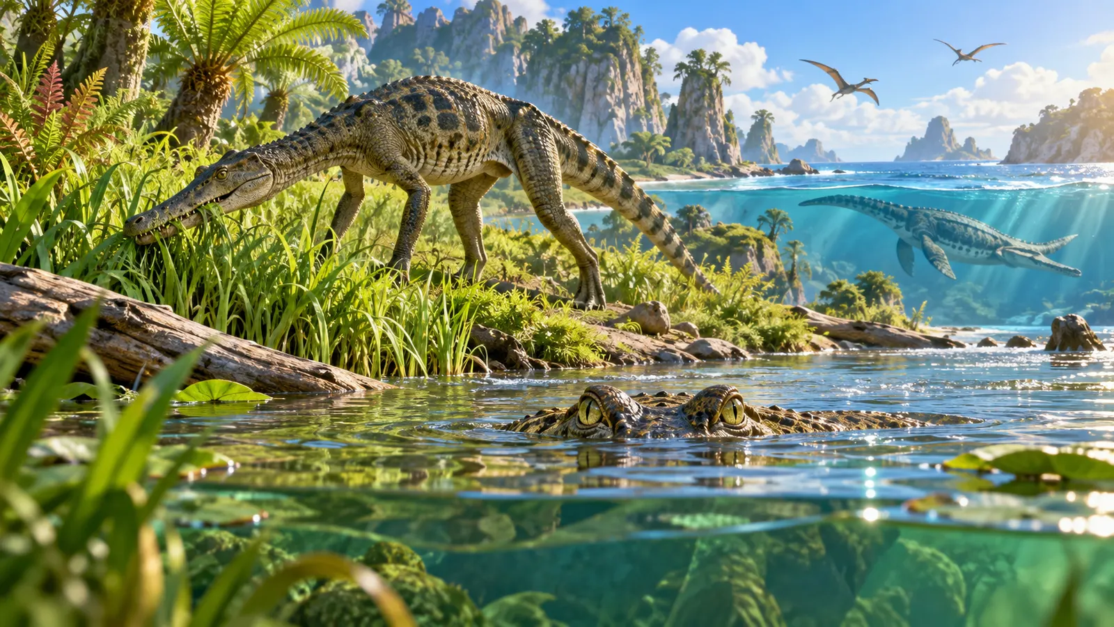 ワニは「生きた化石」？ 恐竜時代の親戚には“草食ワニ”も“海を泳ぐワニ”もいた