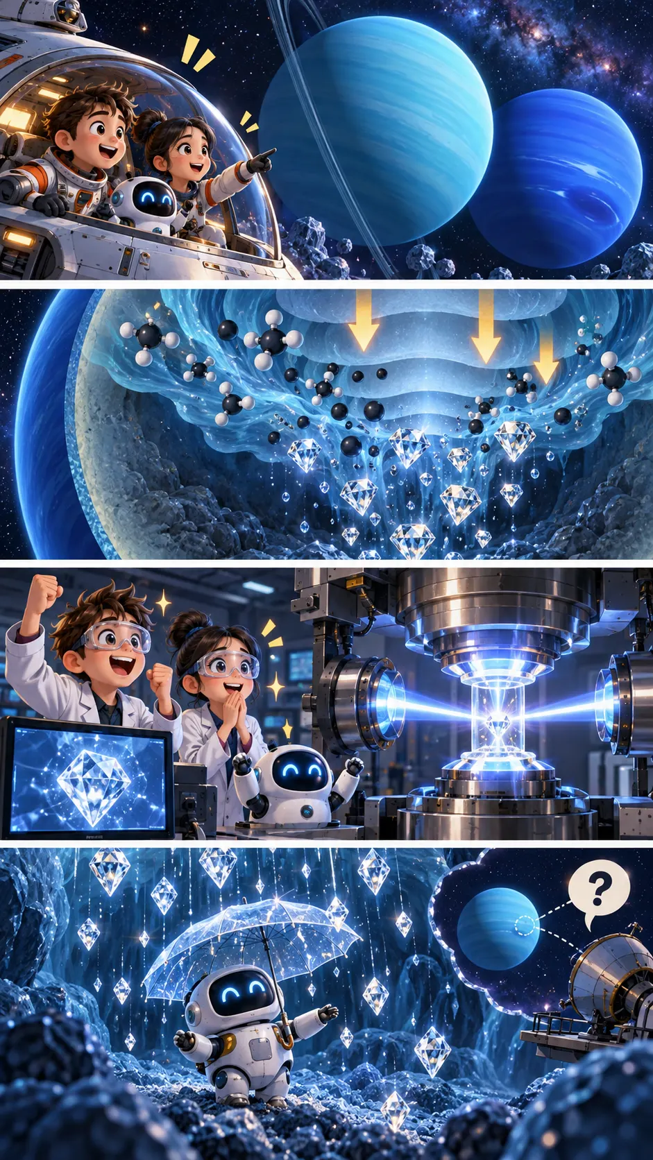 天王星と海王星の奥では“ダイヤモンドの雨”が降っているらしいの4コマ漫画