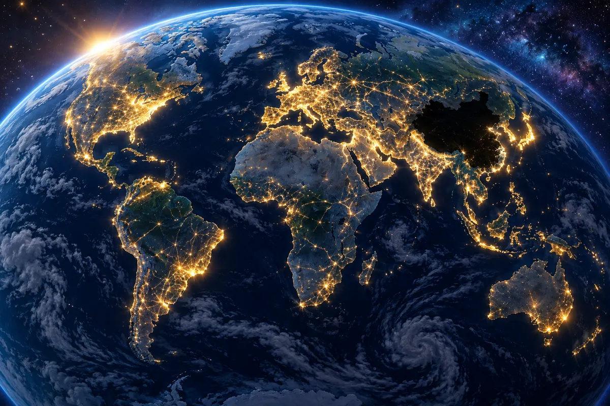 夜の光は、人の暮らしと停電の両方を映し出す