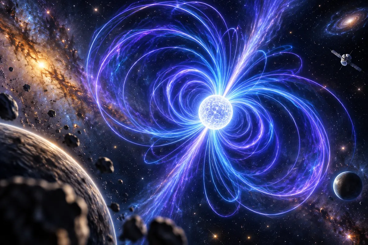 マグネターは、直径20kmほどの中性子星にとてつもない磁場が閉じこめられた天体