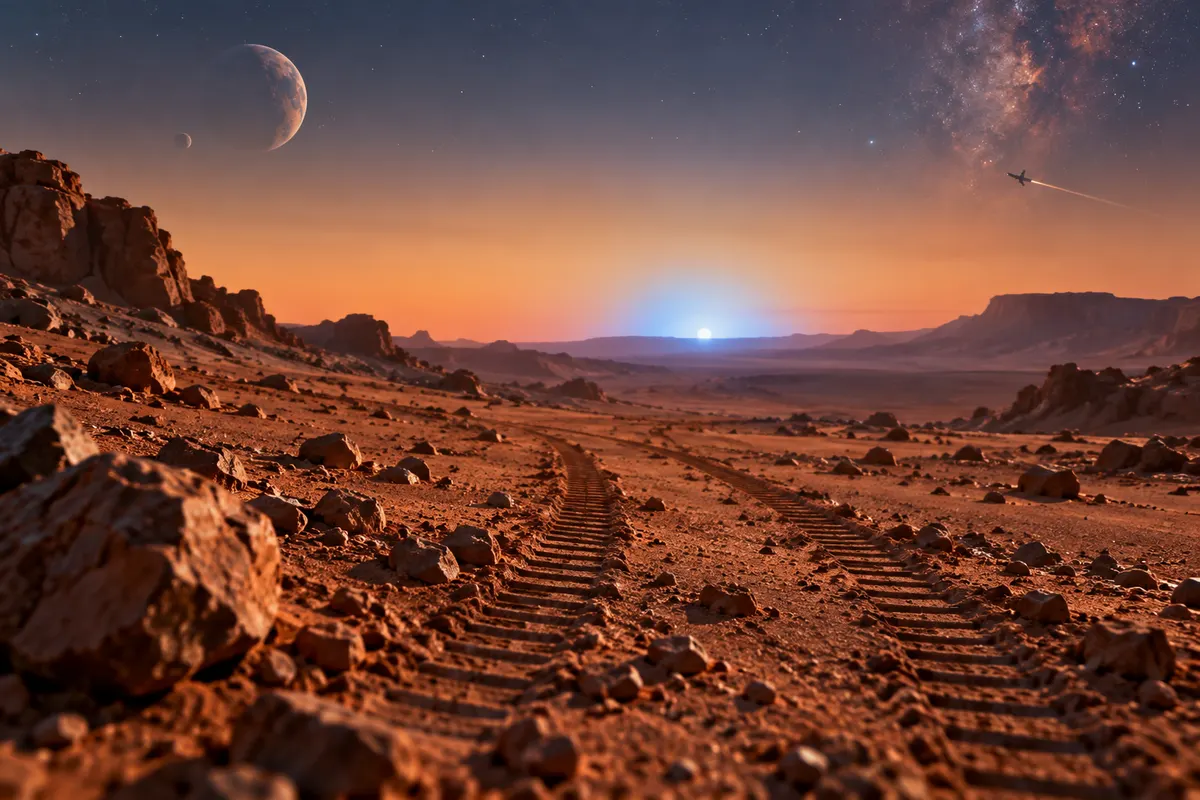 火星の夕焼けは、太陽のまわりが青白く光る
