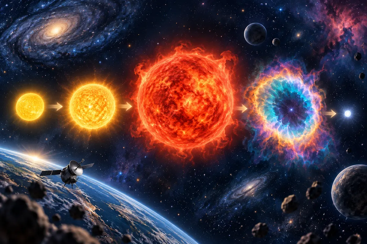 太陽の一生:今の姿→赤色巨星→白色矮星