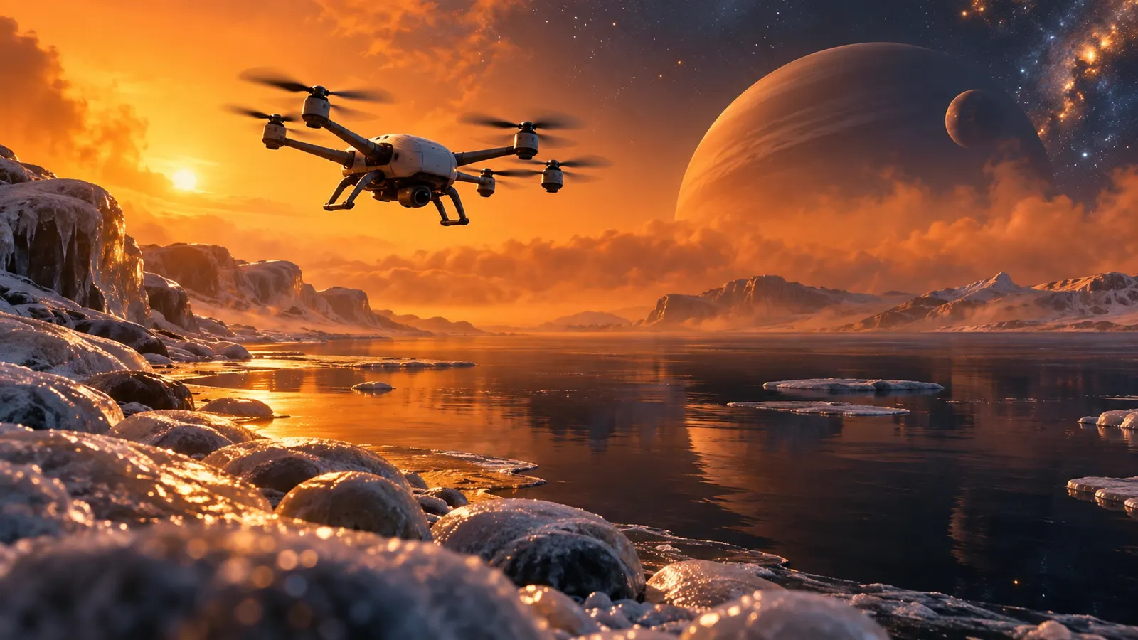 土星の月タイタンには「メタンの海」と雨がある。2034年、ドローンが飛びに行く