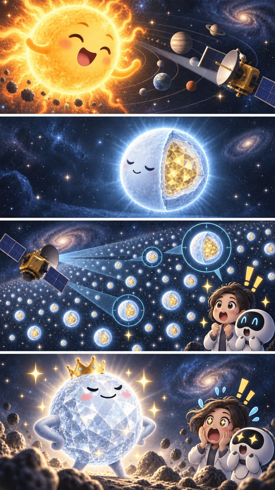 太陽の最期は「巨大な結晶」? 白色矮星が固まっていく証拠を衛星ガイアが見つけたの4コマ漫画