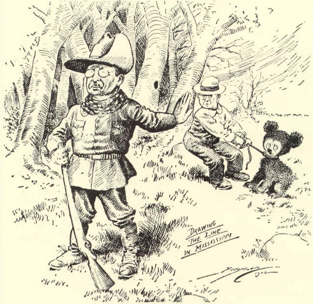 1902年にワシントン・ポストに載った、ルーズベルト大統領と小さなくまを描いた風刺画