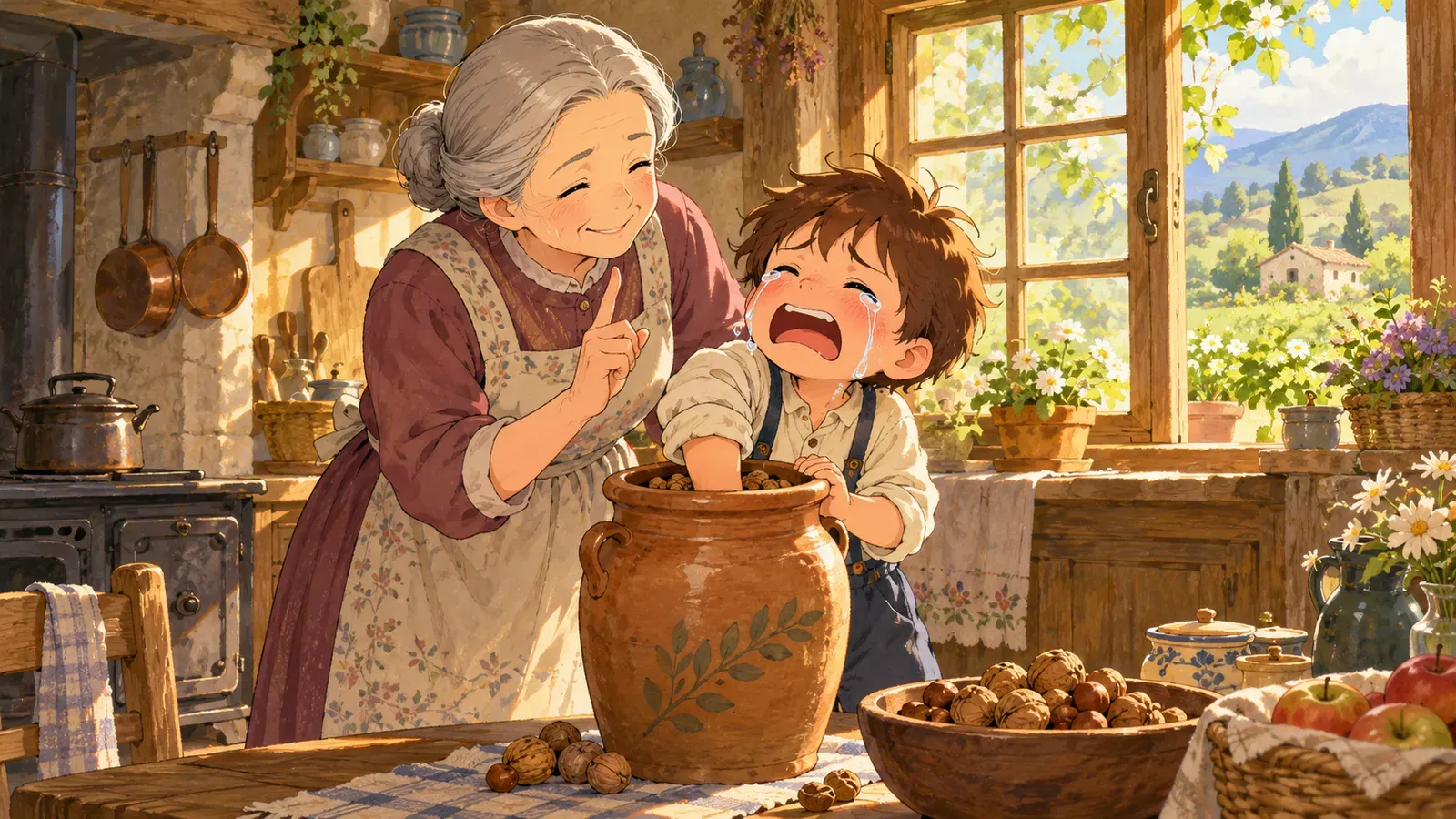 The Boy and the Jar of Nuts(少年とナッツのつぼ)の挿絵