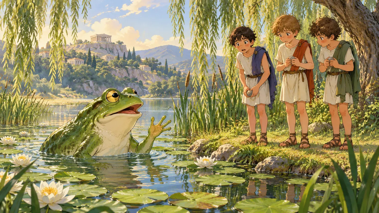 The Boys and the Frogs(子どもたちとカエル)の挿絵